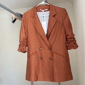 Veronica Beard Rupert Dickey Jacket in golden brown.